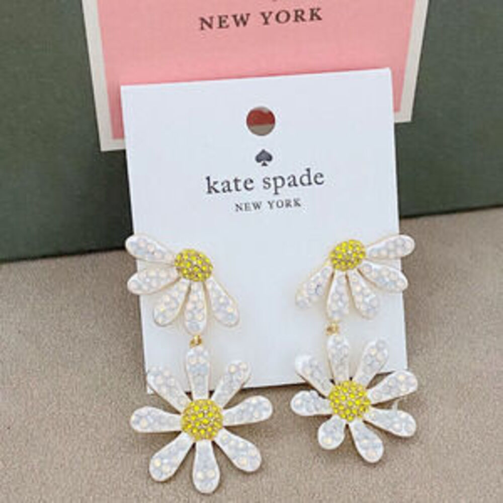kate spade Daisy Enamel Diamond Drop Earrings